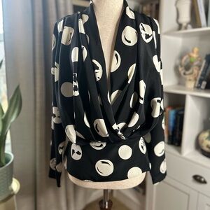 Black and White Moon Print Blouse